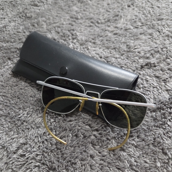 RARE AMERICAN OPTICAL 6 1/2" VINTAGE PILOT NAMED AVIATOR SILVER SUNGLASSES - Picture 10 of 13